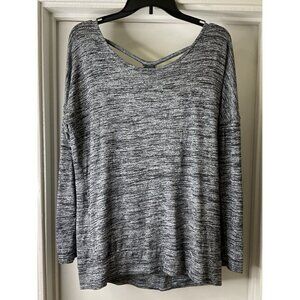 Athleta Pose Layered Long Sleeve Gray Open T-Back Top Size M